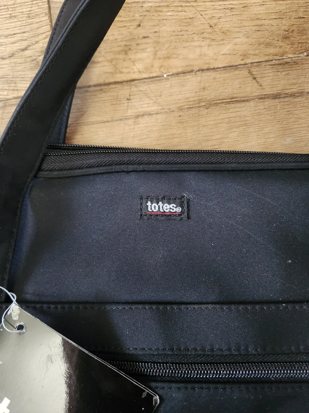 totes Black Nylon Laptop Tote with Front Zip Pocket